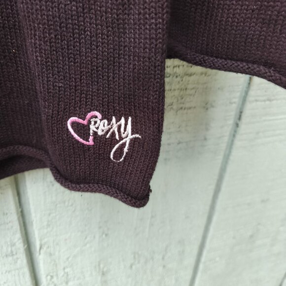 y2k Roxy Cable Knit Babydoll Hooded Sweater sz M Black Coquette Whimsygoth - Picture 4 of 10